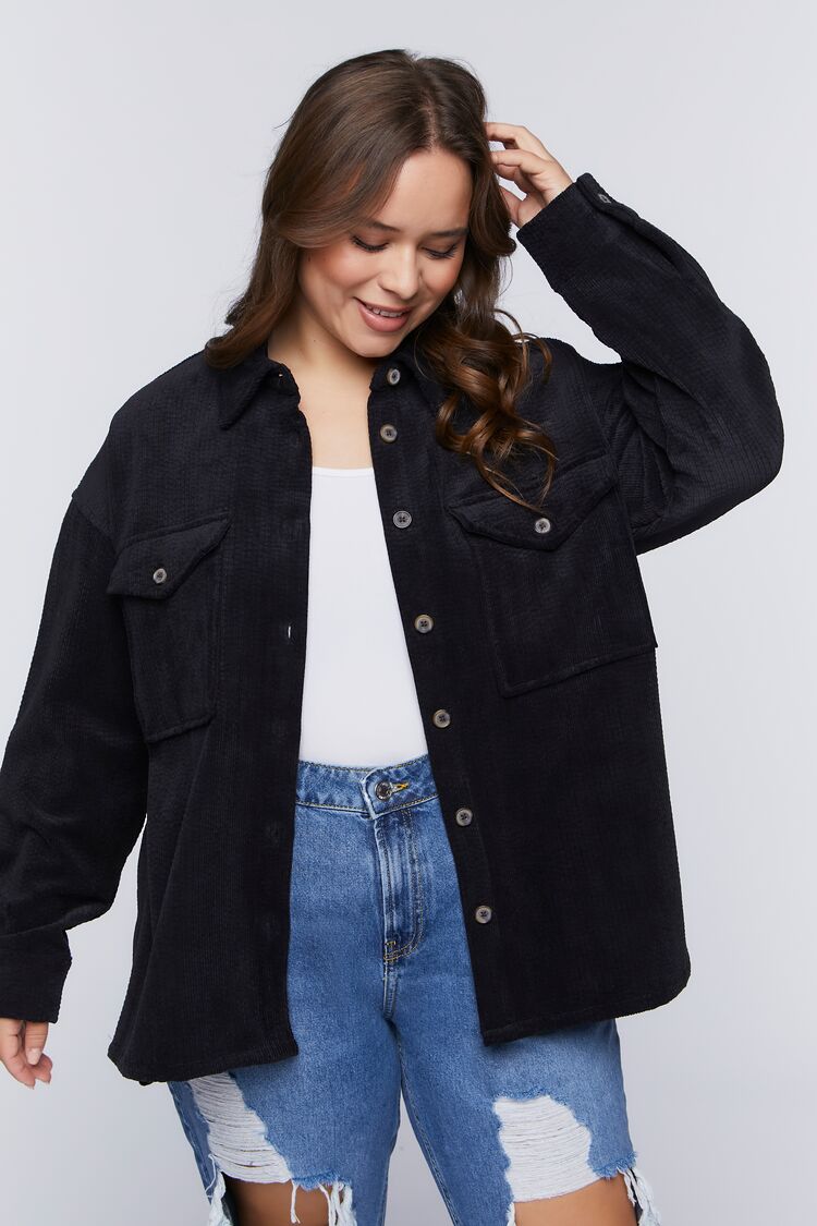 Plus Size Corduroy Shacket