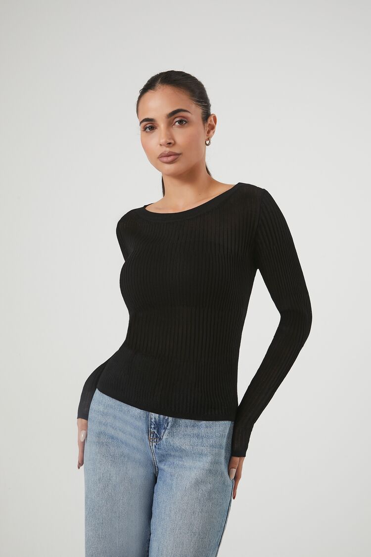 Fitted Ribbed Knit Sweater Top