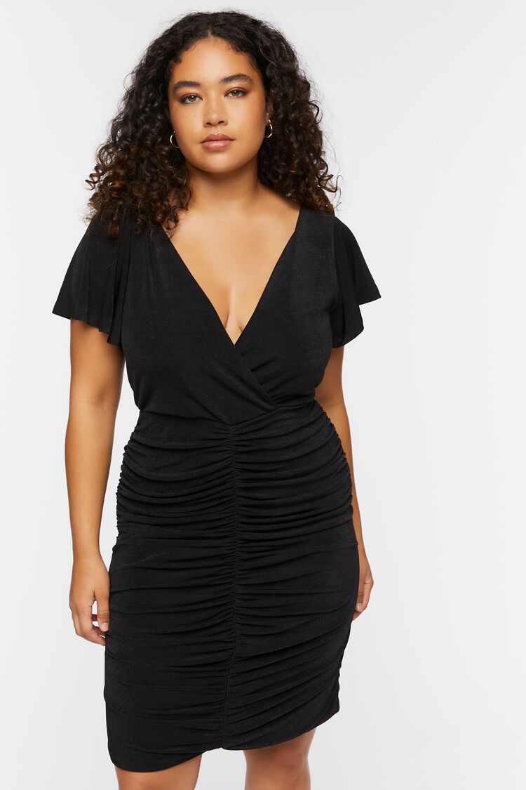 Plus Size Ruched Bodycon Mini Dress