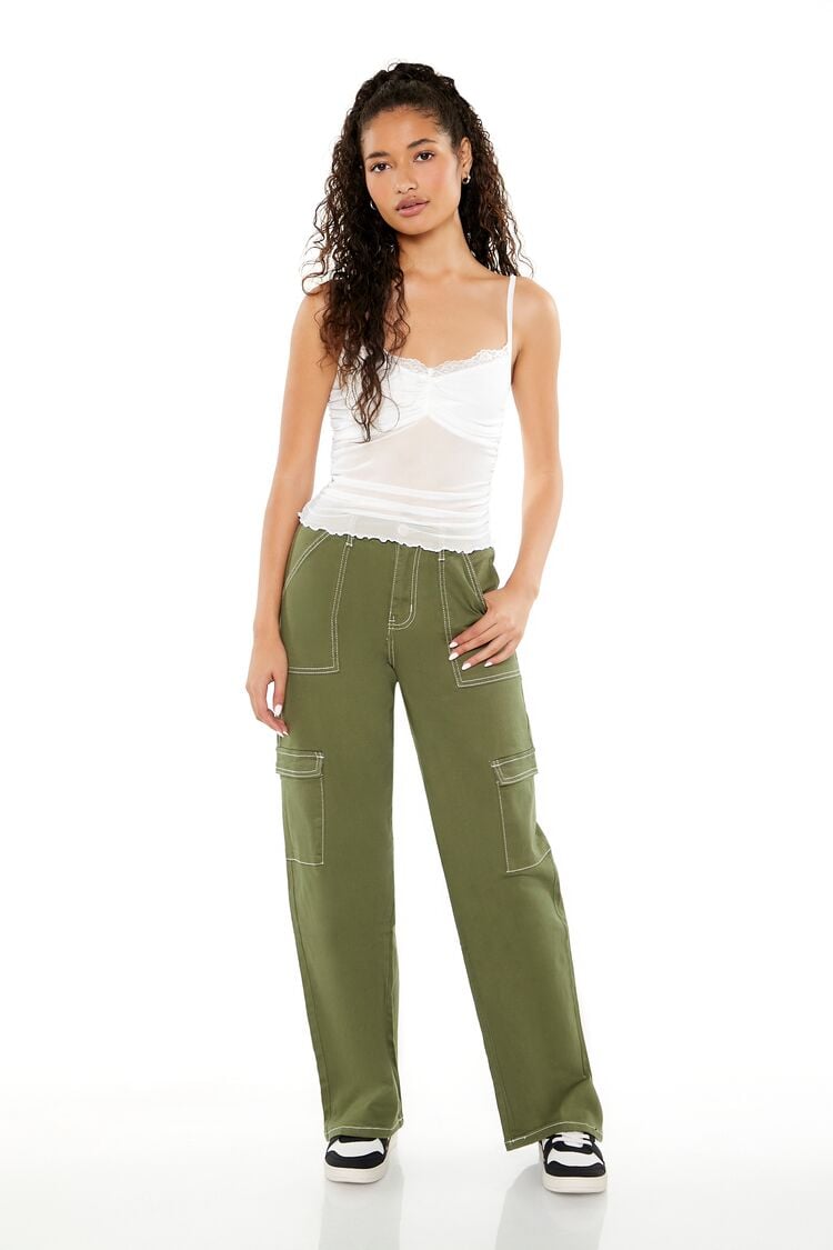 Twill Straight-Leg Cargo Pants