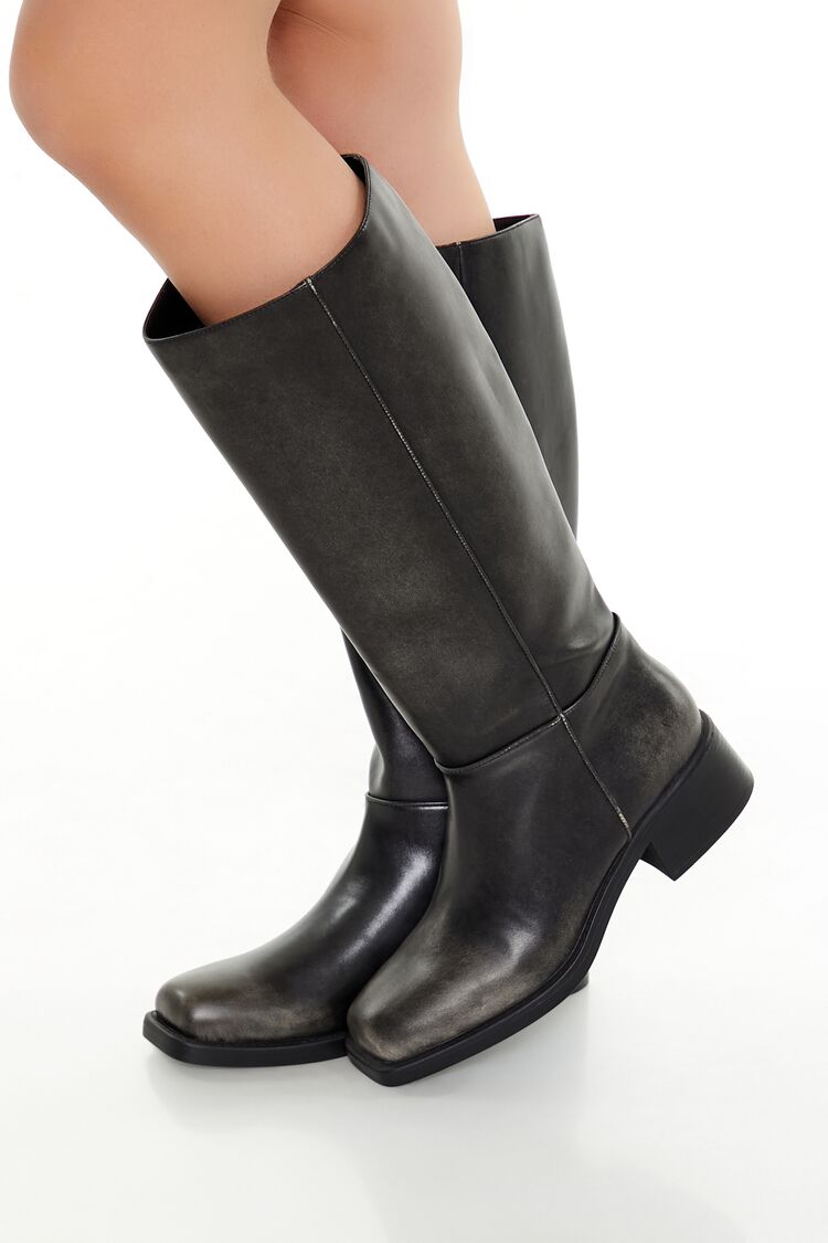 Faux Leather Knee-High Boots