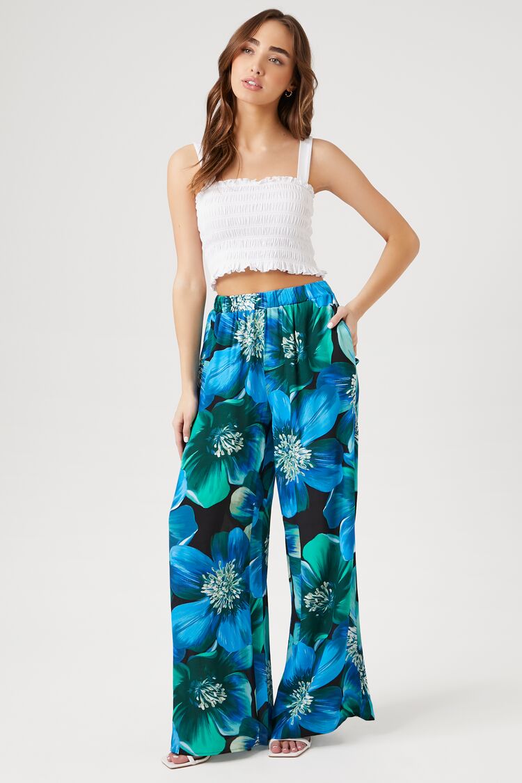 Floral Print Wide-Leg Pants