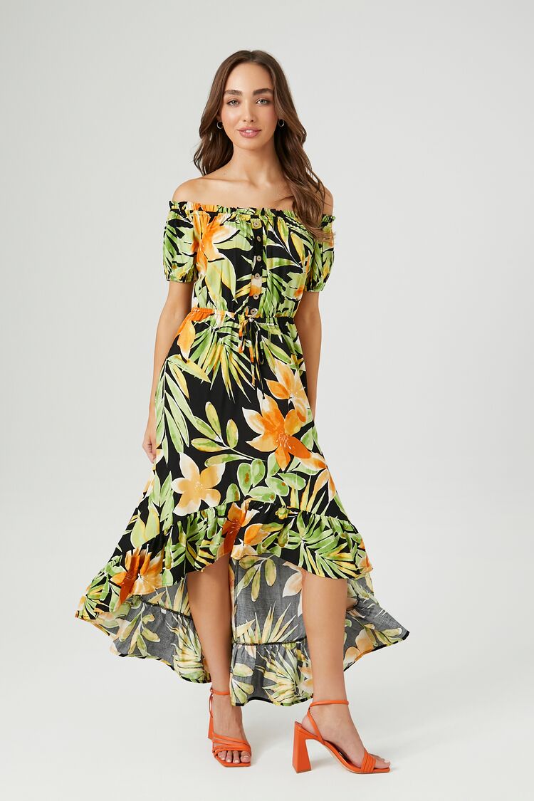 Off the shoulder tropical maxi dress best sale