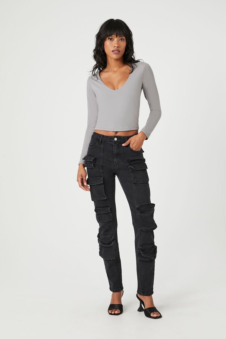 High-Rise Cargo Jeans