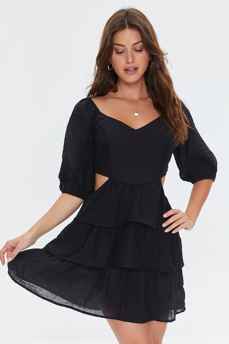 Cutout Tiered Ruffled Mini Dress