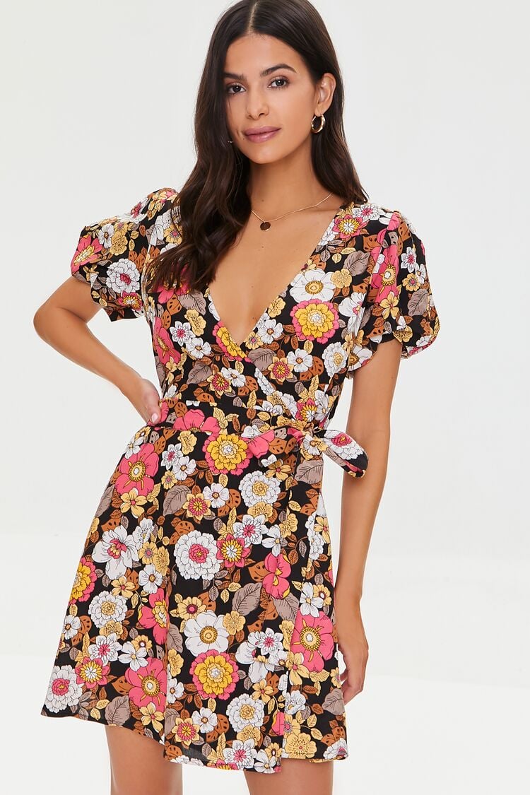 Floral Print Puff-Sleeve Dress