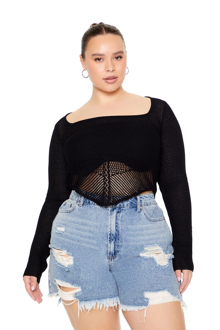 Plus Size Sweater-Knit Crop Top