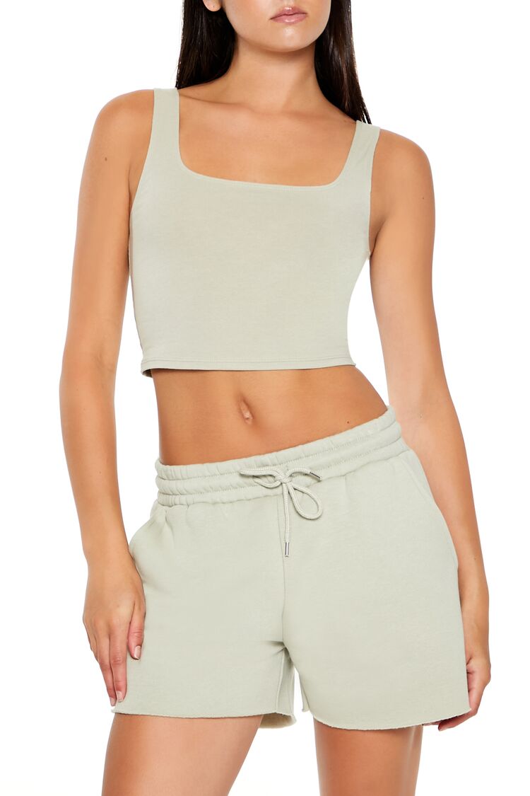 Cotton-Blend Cropped Tank Top