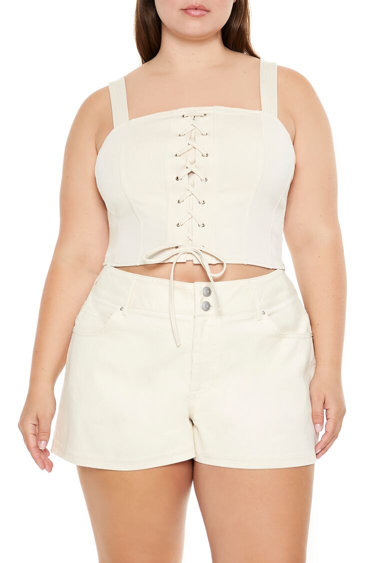 Plus Size Lace-Up Corset Crop Top