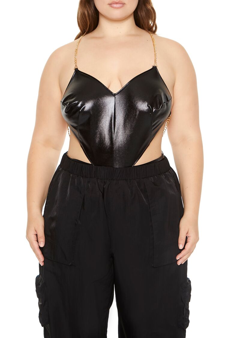 Plus Size Cutout Chain Bodysuit