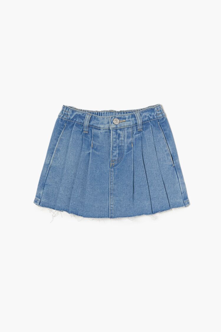 Girls Pleated Denim Mini Skort (Kids)