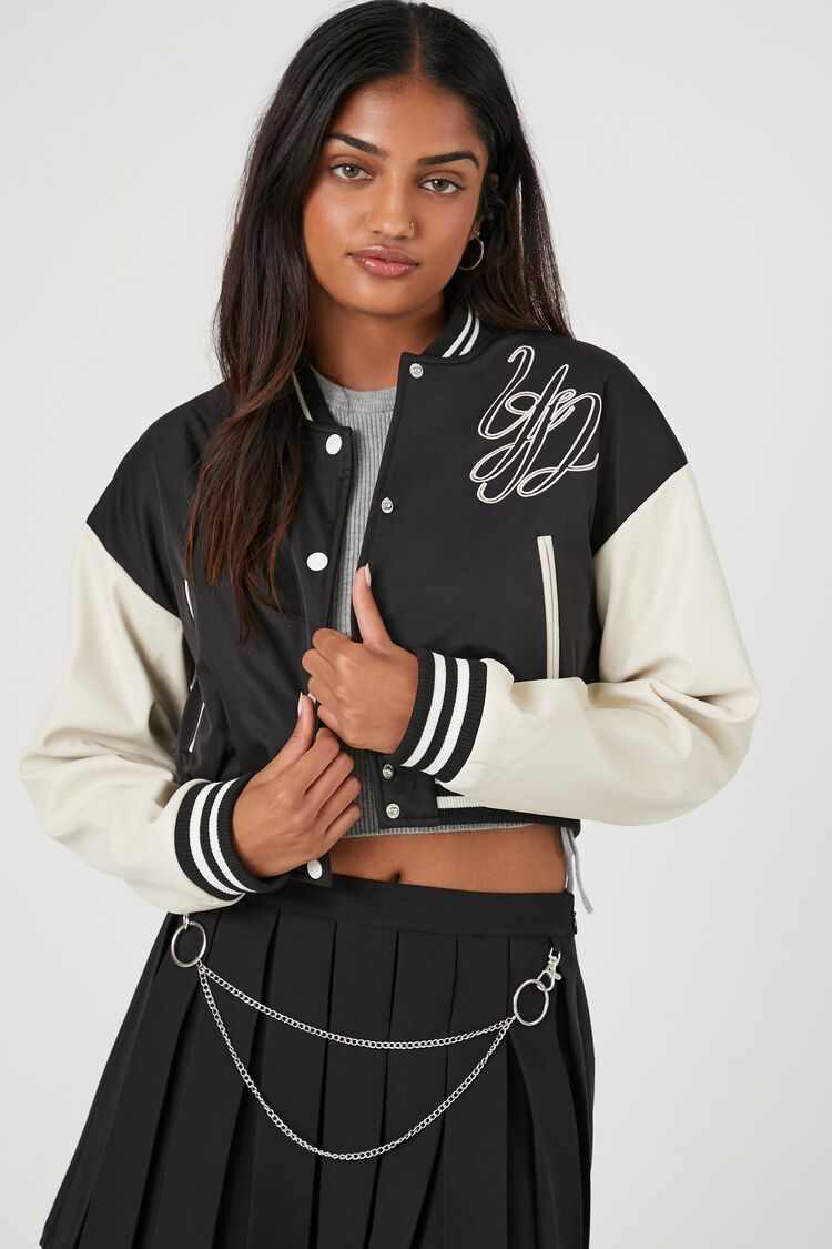 Buy Forever 21 Women's Varsity Jacket (208844_Pink/Heather Grey_S) at  Amazon.in