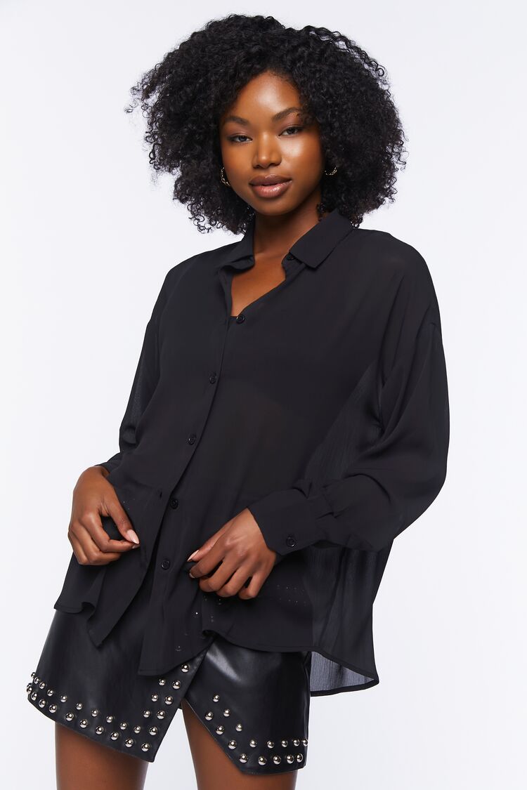 Chiffon Drop-Sleeve Shirt