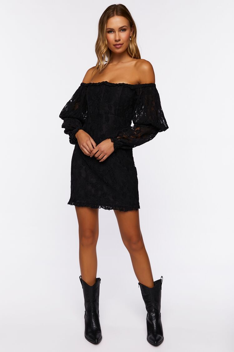 Lace Off The Shoulder Mini Dress