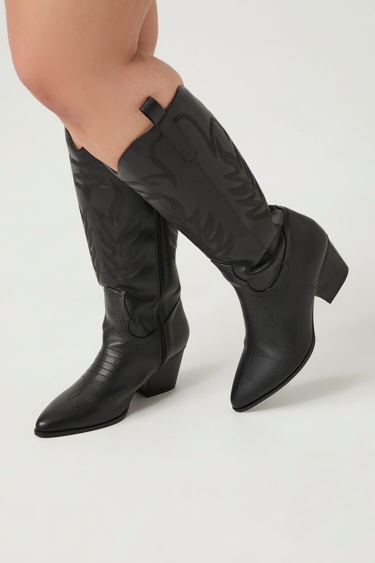 Faux Leather Cowboy Boots (Wide)