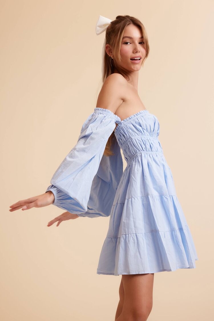 Off-the-Shoulder Babydoll Mini Dress