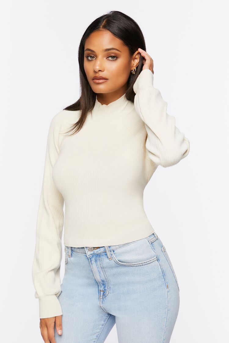 Open-Back Mock Neck Sweater