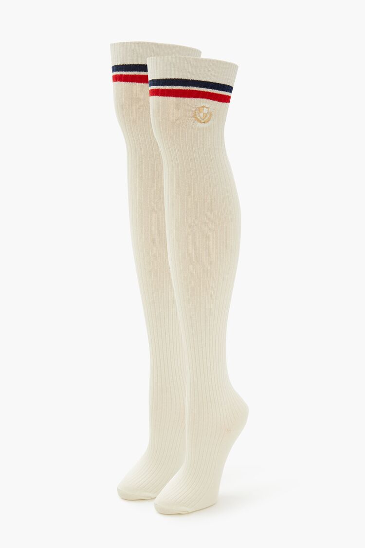 Varsity Striped Thigh High Socks Forever 21