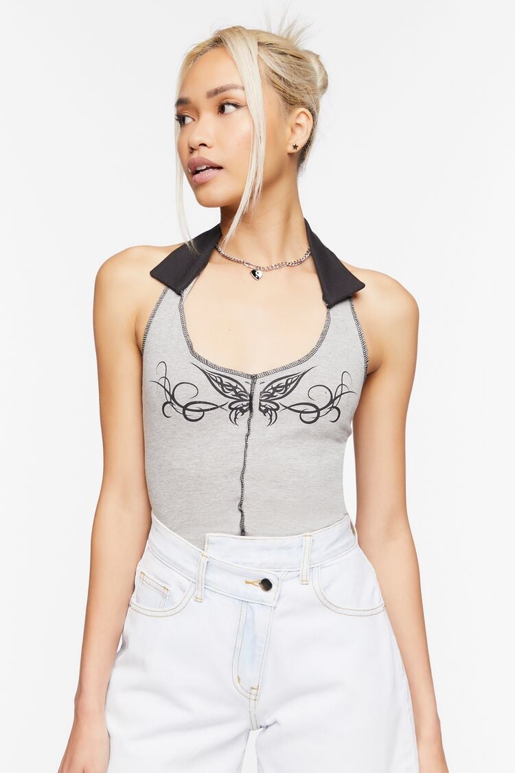 Butterfly Graphic Halter Top