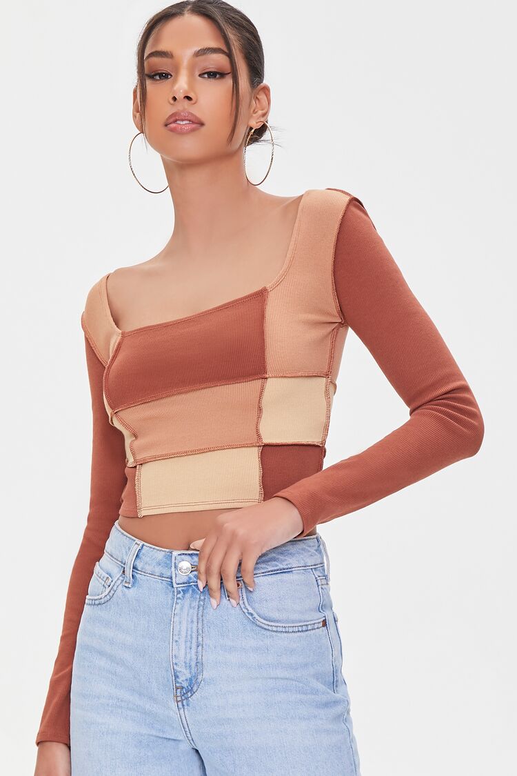 Ribbed Colorblock Crop Top 