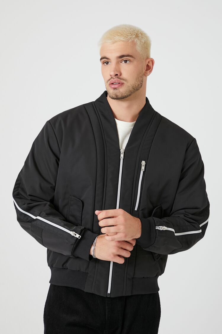 Zippered Drop-Sleeve Bomber Jacket | Forever 21