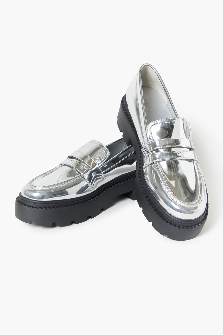 Metallic Lug-Sole Loafers | Forever 21