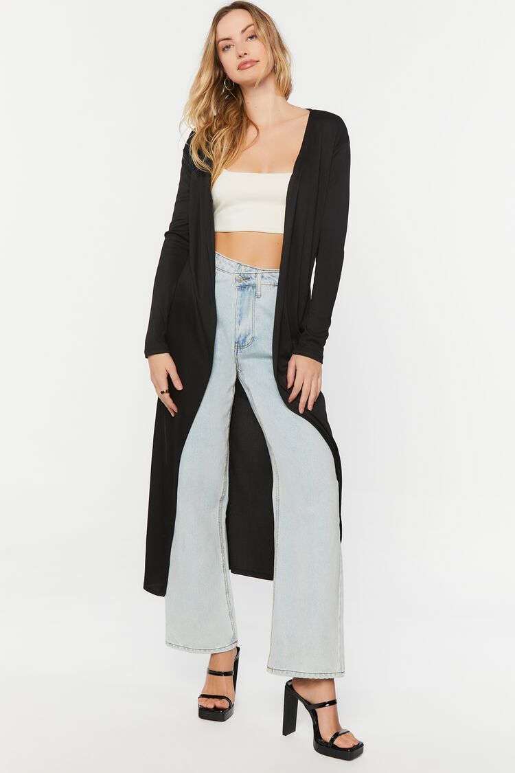 Longline Split Hem Cardigan Sweater