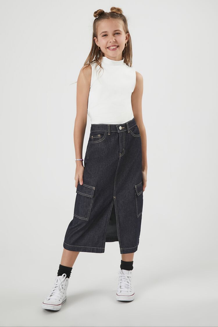 Girls Denim Cargo Skirt Kids