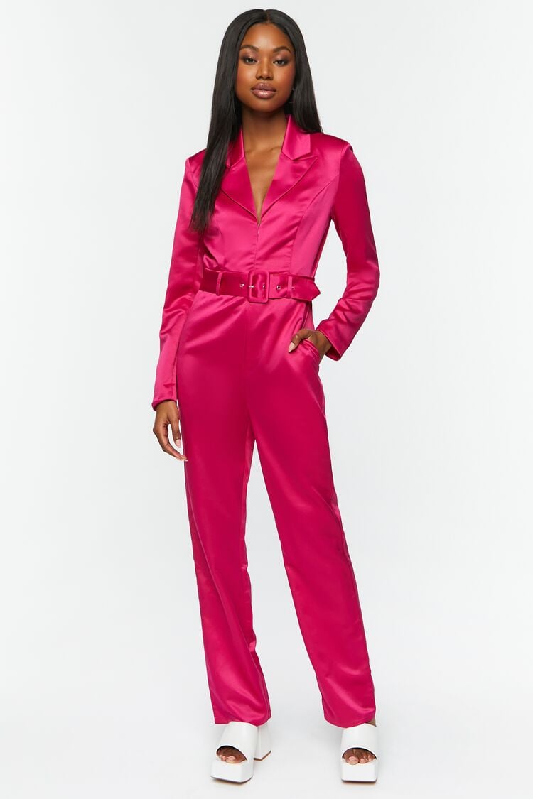 hot pink long sleeve jumpsuit