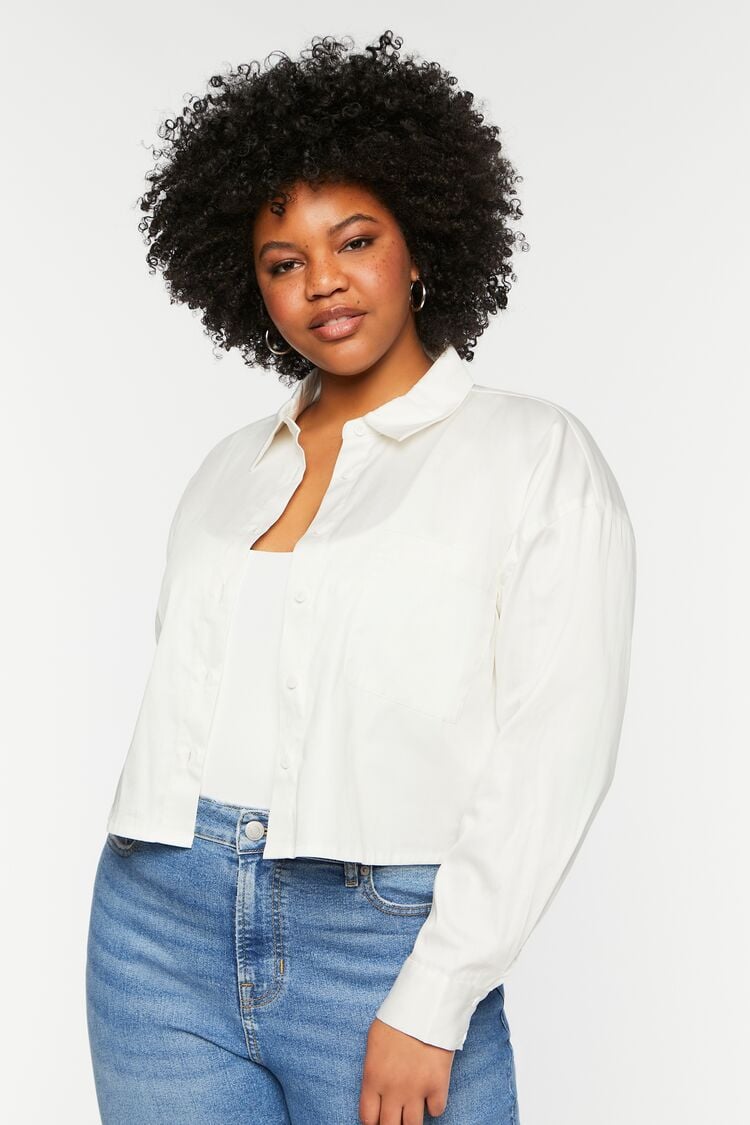 Plus Size Boxy Long-Sleeve Shirt