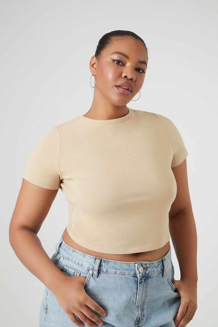 Plus Size Cropped Crew Tee