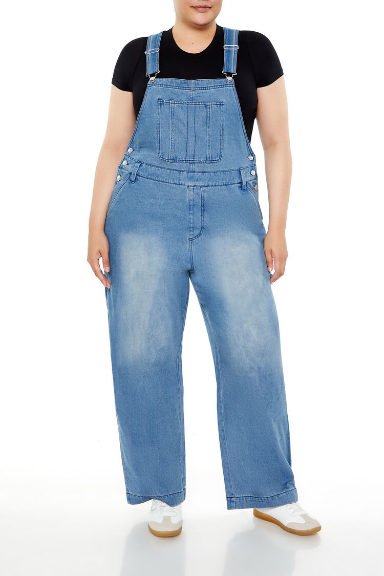 Plus Size Utility Denim Overalls