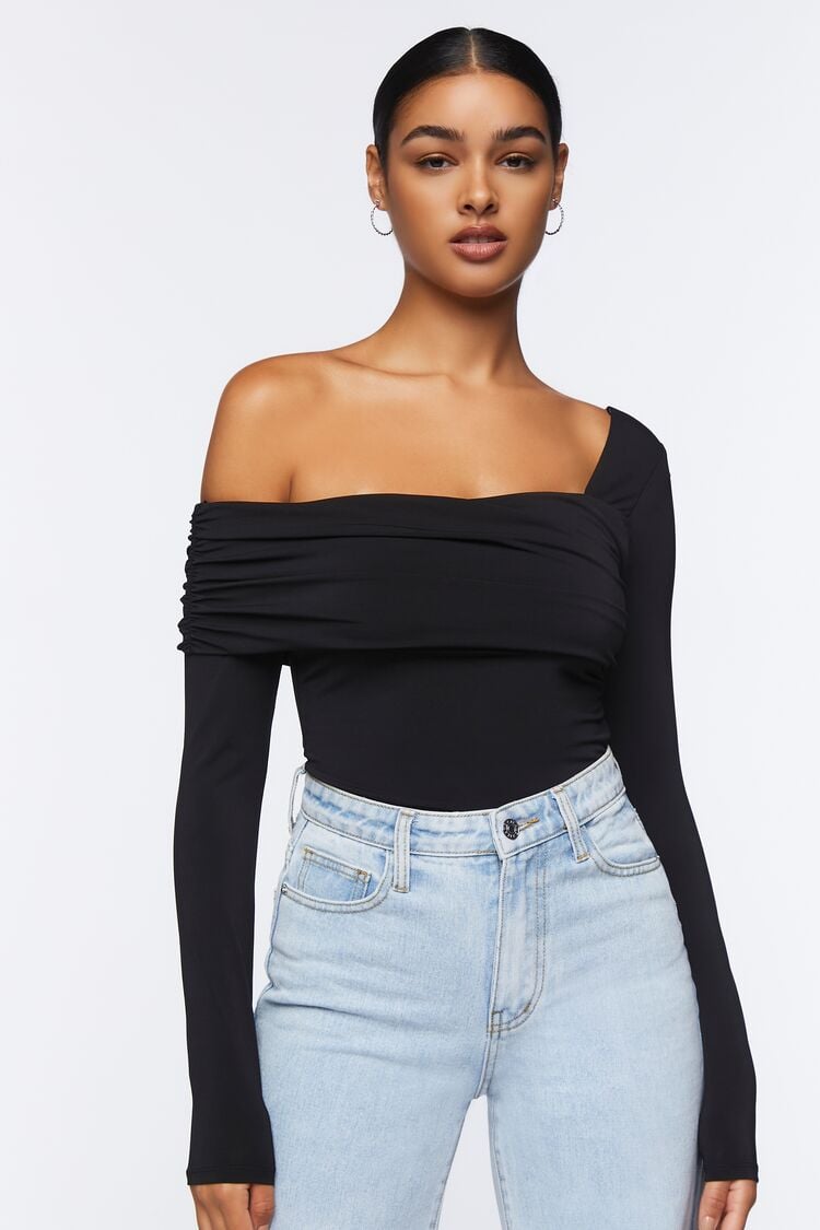 Asymmetrical Neckline Bodysuit