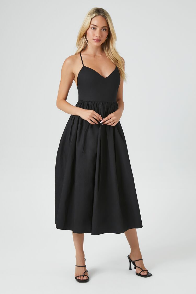 Poplin Crisscross Midi Dress