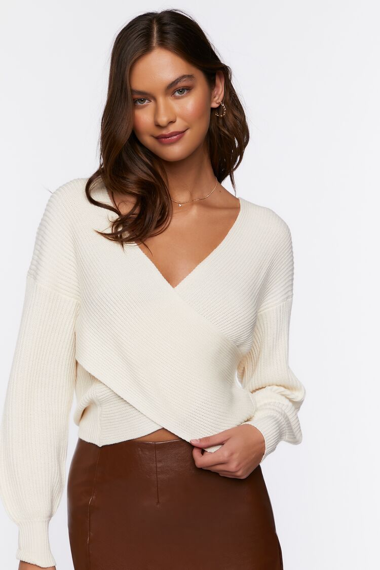 Ribbed Crossover Sweater