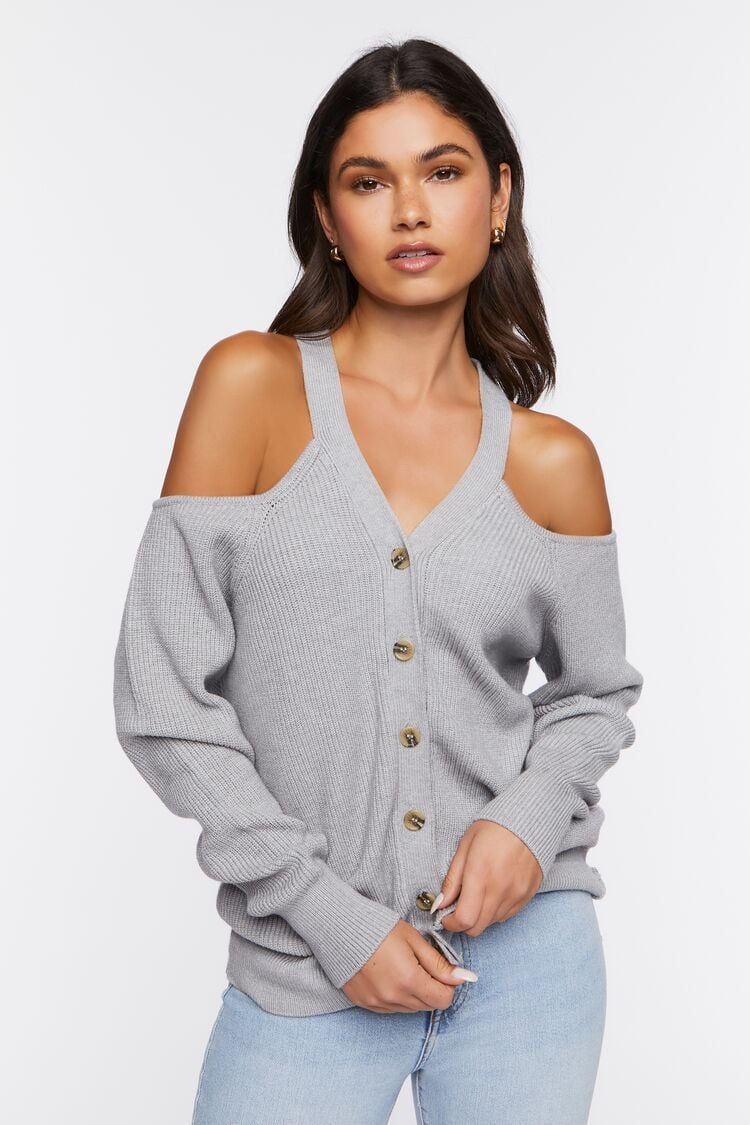 Open-shoulder Sweater-knit Top