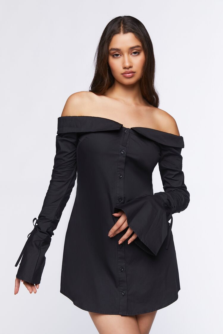 Poplin Off-the-Shoulder Mini Dress