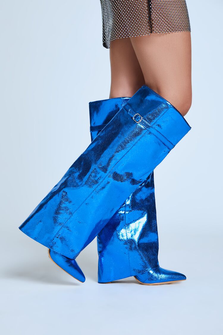 Metallic Fish Scale Overlay Boots