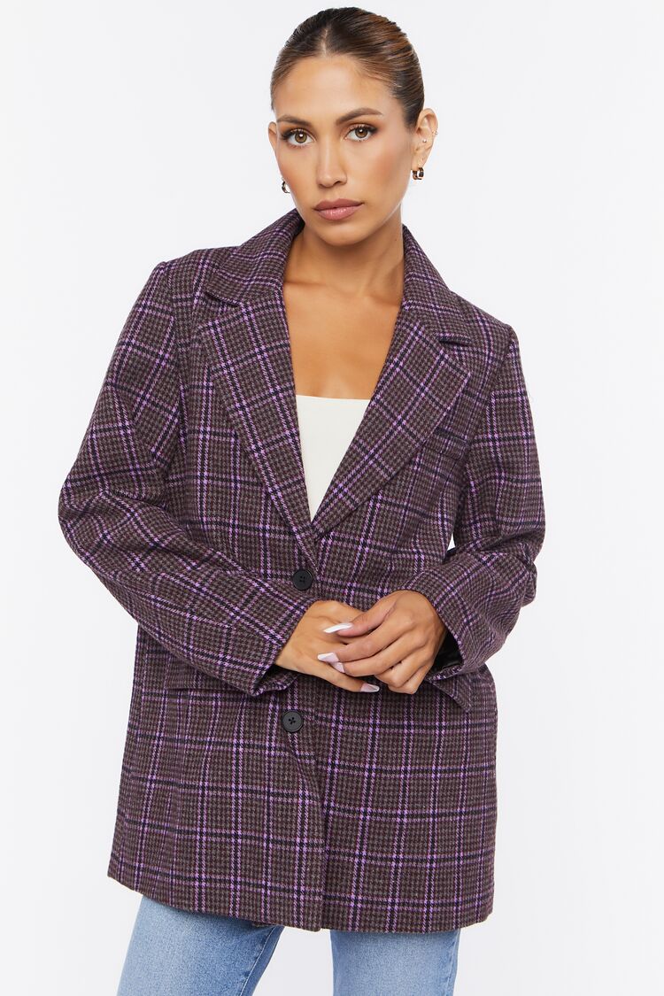 Notched Plaid Blazer