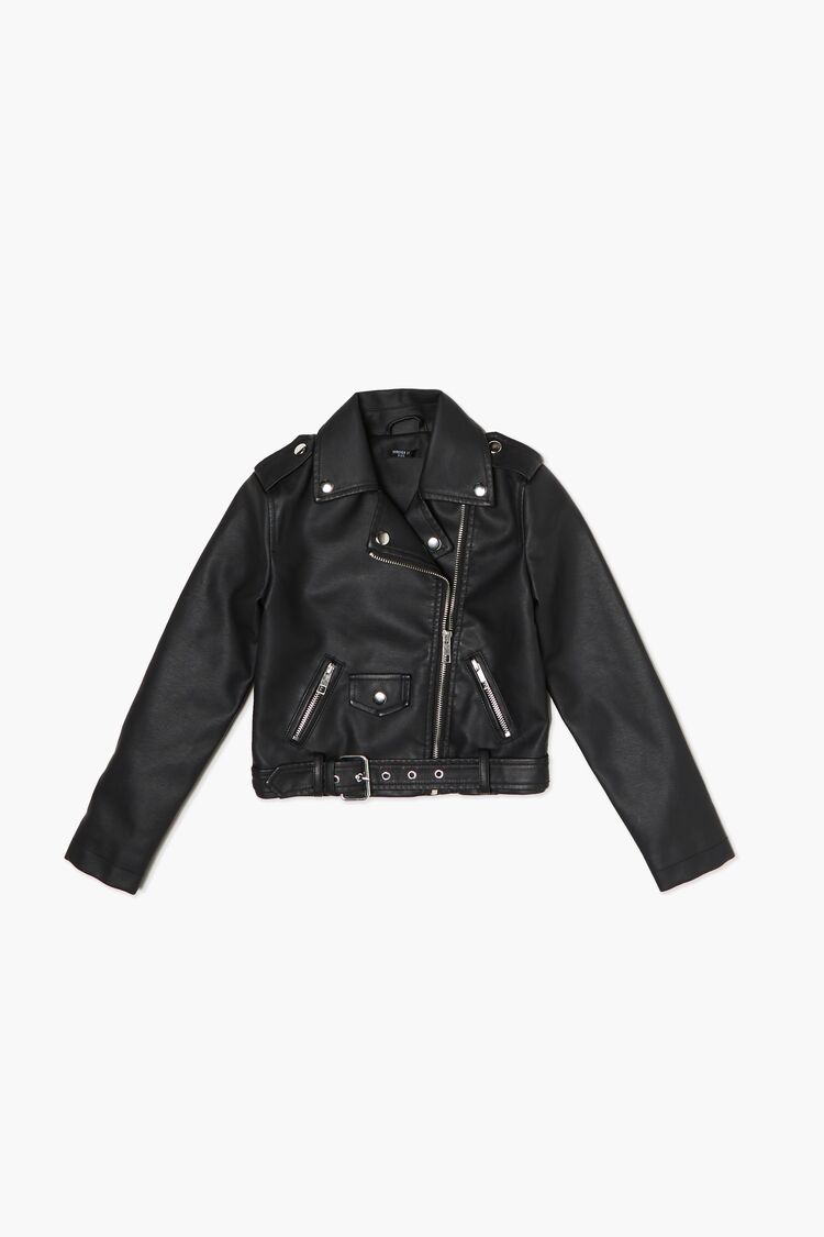 Girls Faux Leather Moto Jacket (Kids)