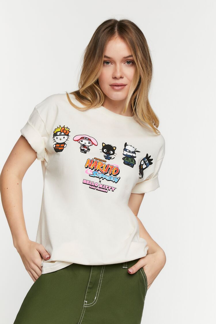 Naruto Shippuden X Hello Kitty And Friends Group Tie-Dye Girls T-Shirt Plus  Size