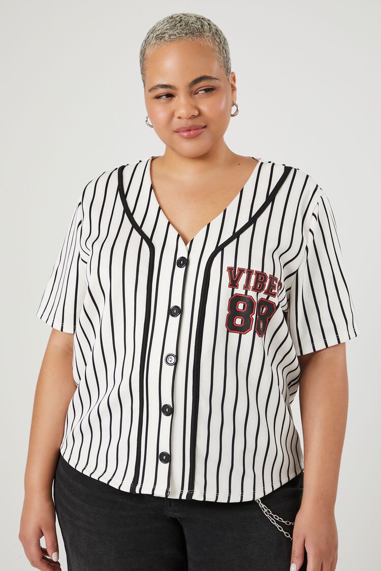 Womens Plus Size Brooklyn Baseball Jersey, Black, Size 1x | Rainbow Shops