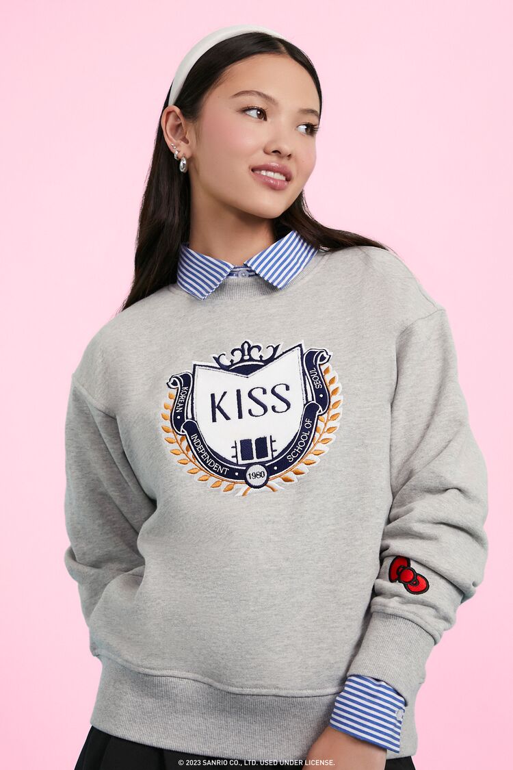 XO Kitty Hello Kitty Embroidered KISS Pullover | Forever 21