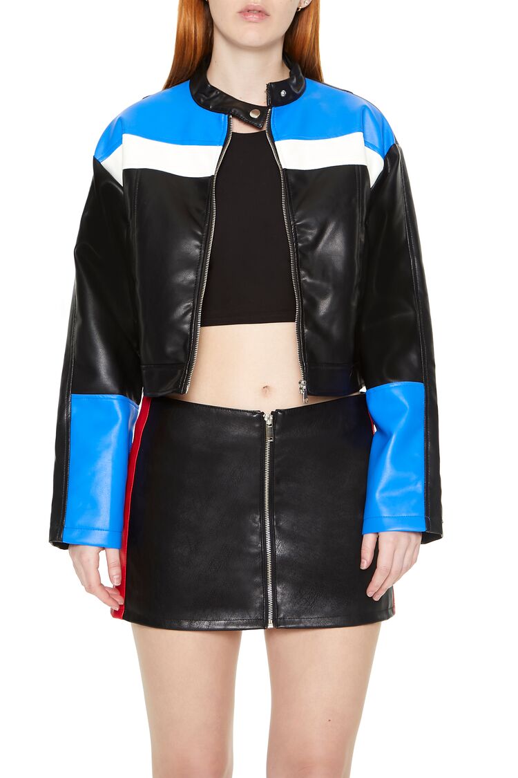 Colorblock Faux Leather Moto Jacket | Forever 21