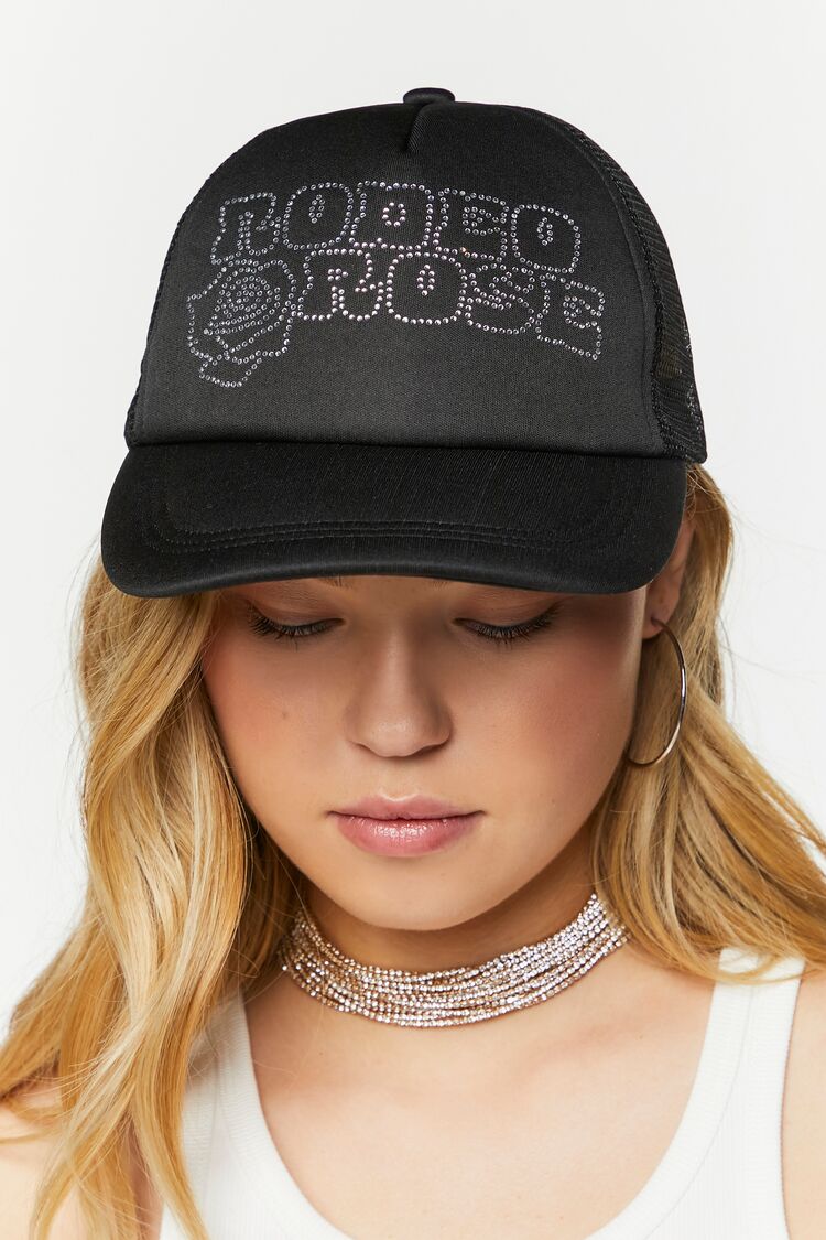 Rhinestone Rodeo Rose Trucker Hat