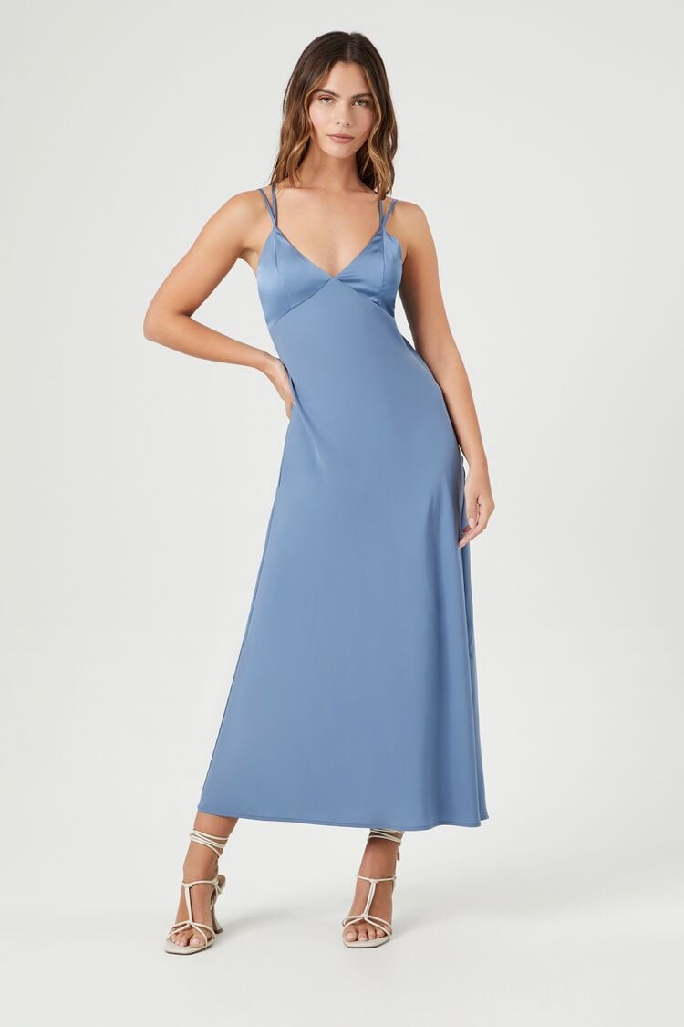 Square Neck Strappy Midi Cami Slip Dress