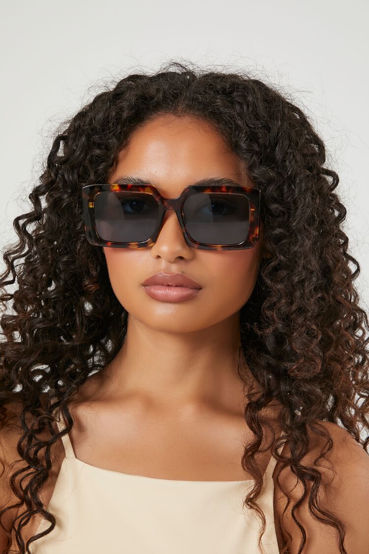 Women's Brown Tortoise Oversized Square Sunglasses
