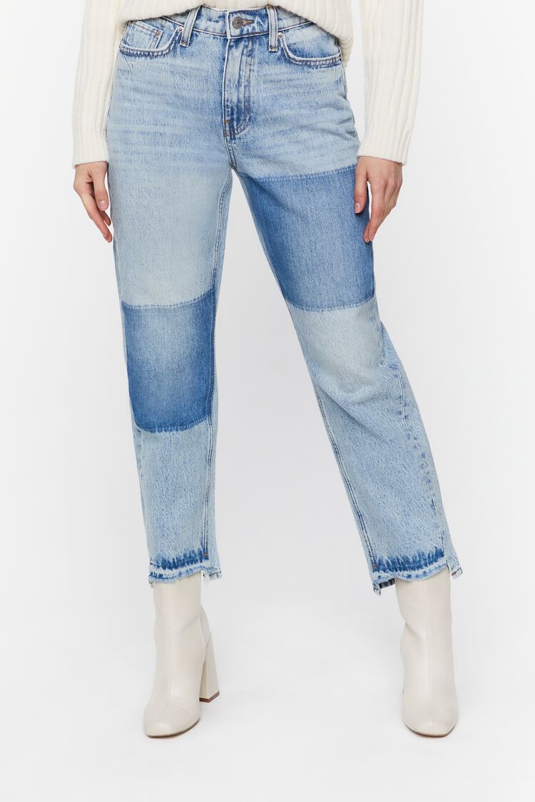 High-Rise Colorblock Straight Jeans