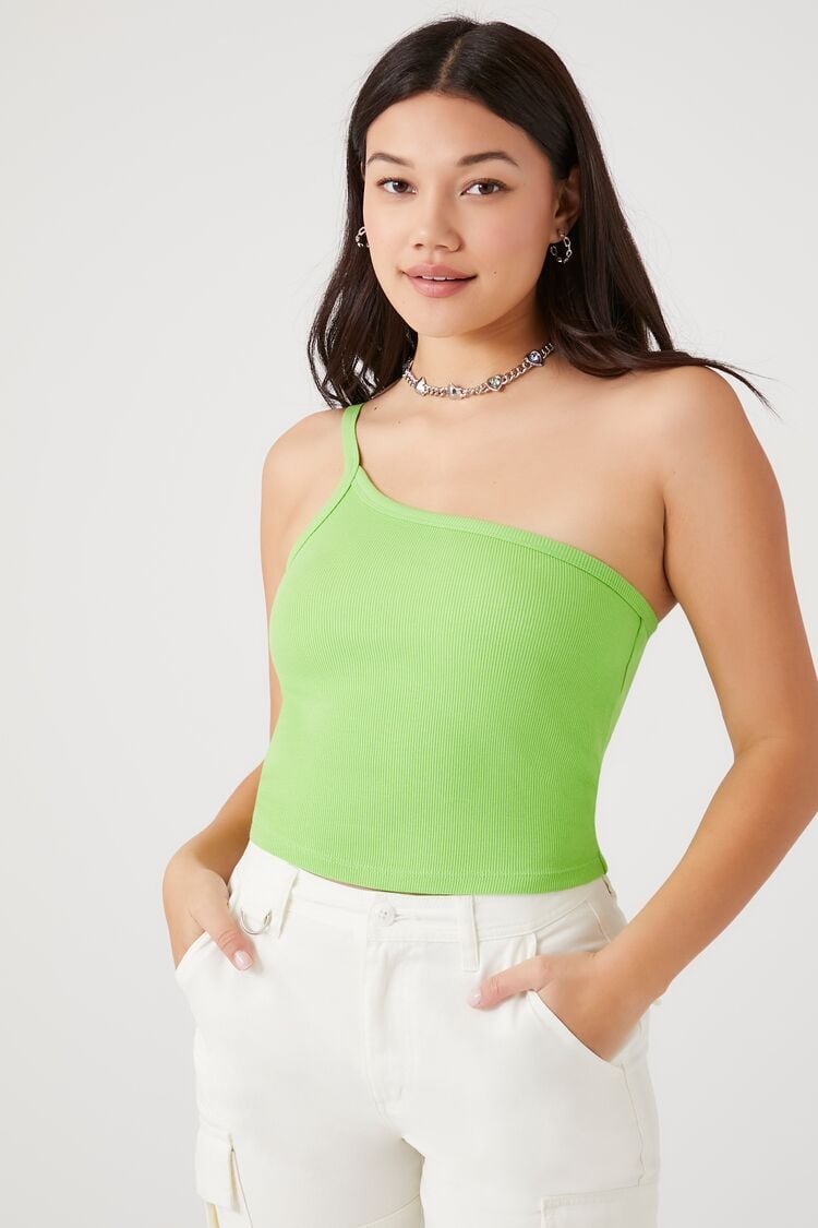 Ribbed Knit One-Shoulder Cami