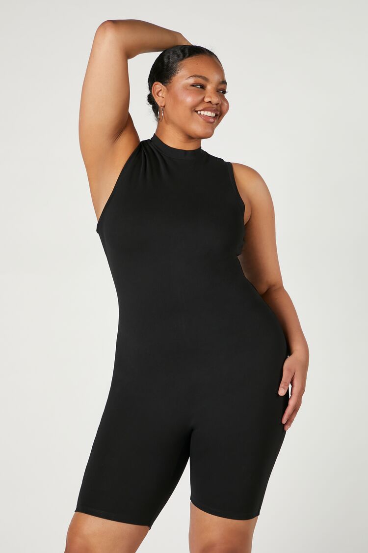 Plus Size Fitted Sleeveless Romper